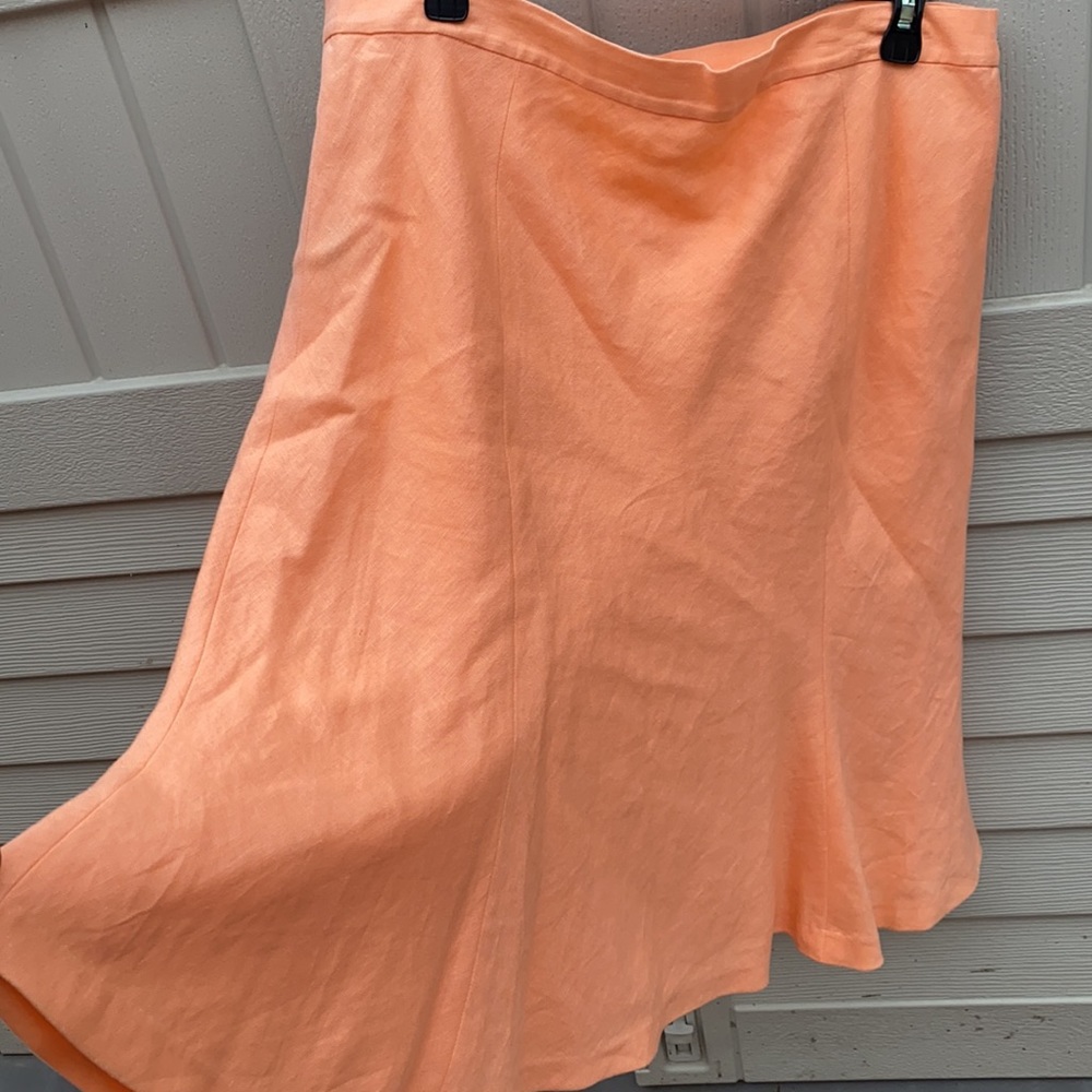 CHAPS Women’s Soft Orange Linen Skirt 14 - Picture 10 of 16